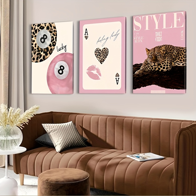 Luxury Lifestyle Items - 3pcs Leopard Cheetah Canvas Wall Art